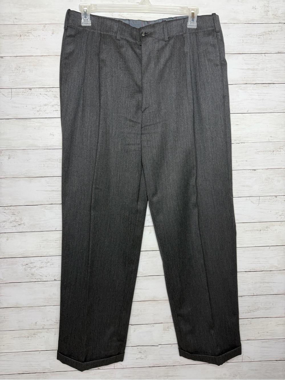 Vintage Gianfranco Ferre Wool Pleated Trousers Mens 56 Italy Gray Cuffed Pants
